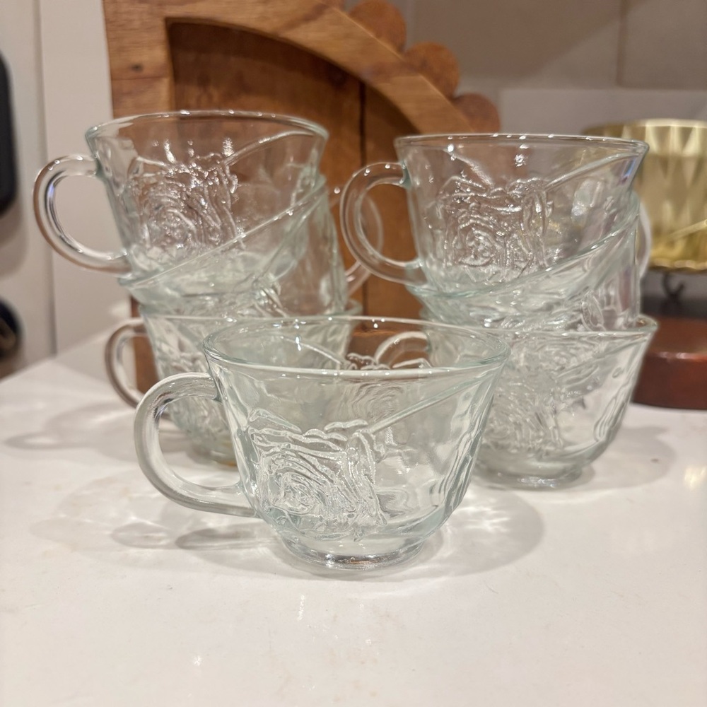 Vintage Clear Glass Punch Cups Set of 7